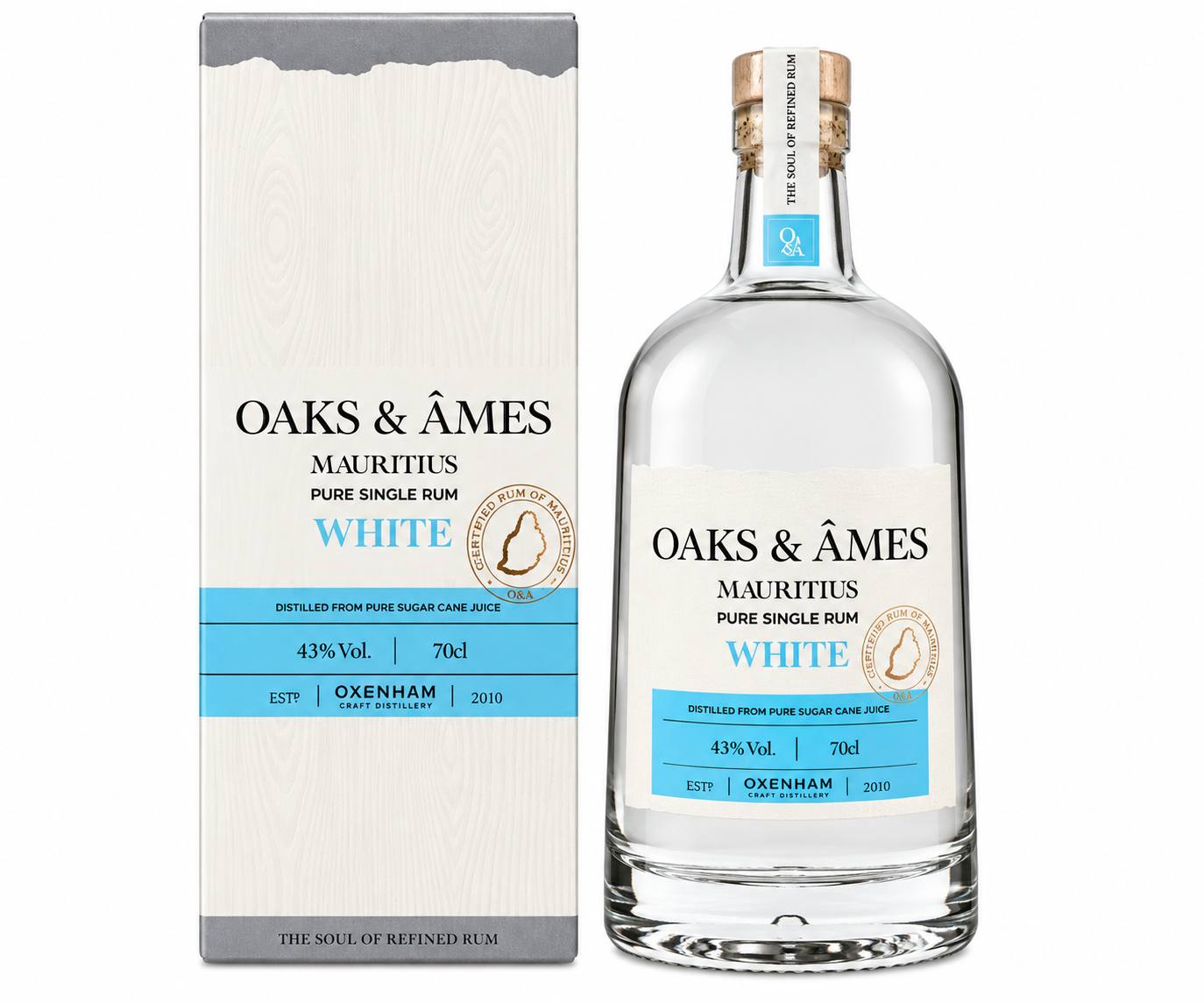 OAKS & AMES MAUR. RHUM WHIT 43% 70CL